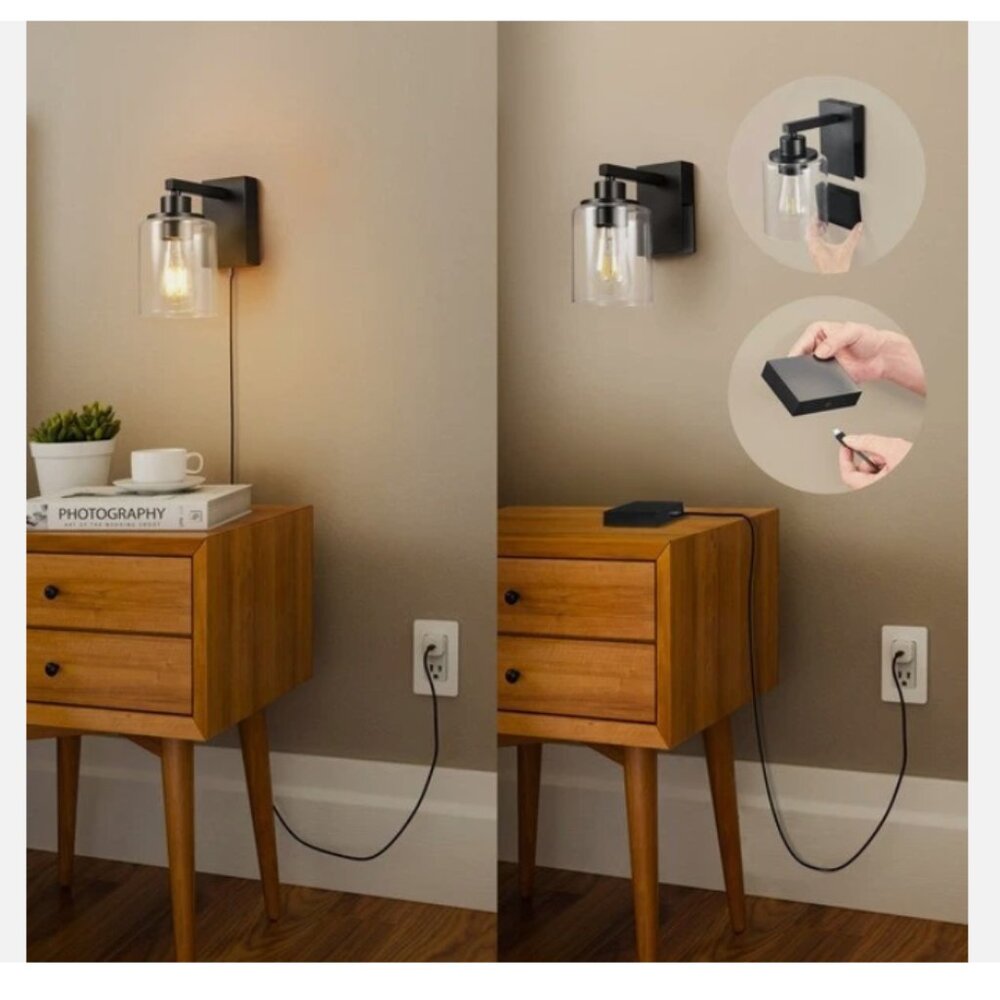 Globe Electric LED Rechargeable Glass Wall Sconce 2PK - Picture 5 of 8